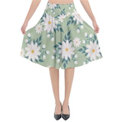 Flowers-108 Flared Midi Skirt