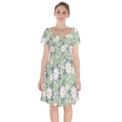 Flowers-108 Short Sleeve Bardot Dress