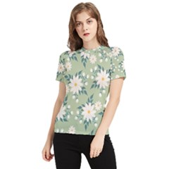 Flowers-108 Women s Short Sleeve Rash Guard