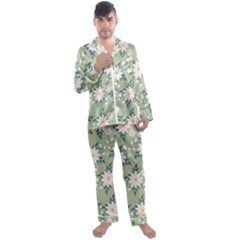 Flowers-108 Men s Long Sleeve Satin Pajamas Set