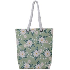 Flowers-108 Full Print Rope Handle Tote (Small)