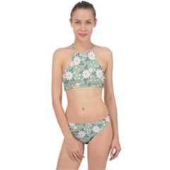 Flowers-108 Racer Front Bikini Set