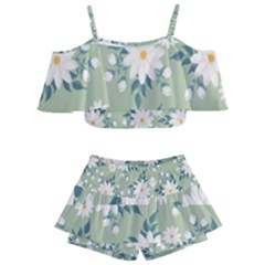 Flowers-108 Kids  Off Shoulder Skirt Bikini