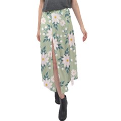 Flowers-108 Velour Split Maxi Skirt