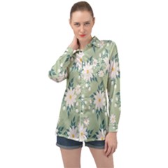 Flowers-108 Long Sleeve Satin Shirt