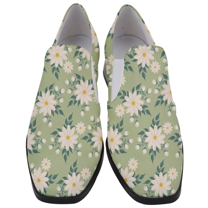 Flowers-108 Women Slip On Heel Loafers