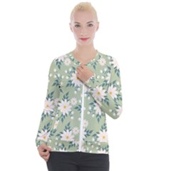 Flowers-108 Casual Zip Up Jacket