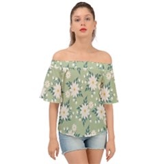 Flowers-108 Off Shoulder Short Sleeve Top