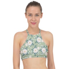 Flowers-108 Racer Front Bikini Top