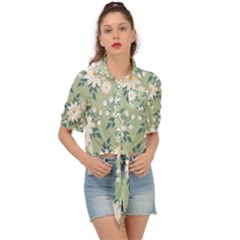 Flowers-108 Tie Front Shirt 