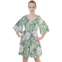 Flowers-108 Boho Button Up Dress