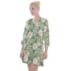 Flowers-108 Open Neck Shift Dress