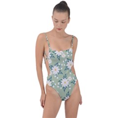 Flowers-108 Tie Strap One Piece Swimsuit