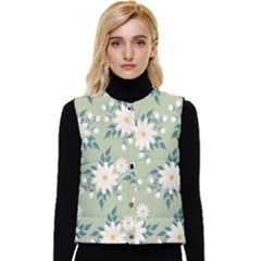 Flowers-108 Women s Short Button Up Puffer Vest