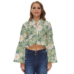 Flowers-108 Boho Long Bell Sleeve Top