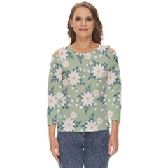 Flowers-108 Cut Out Wide Sleeve Top