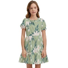 Flowers-108 Kids  Puff Sleeved Dress