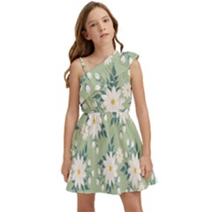 Flowers-108 Kids  One Shoulder Party Dress