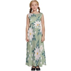 Flowers-108 Kids  Satin Sleeveless Maxi Dress