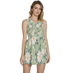 Flowers-108 Sleeveless High Waist Mini Dress