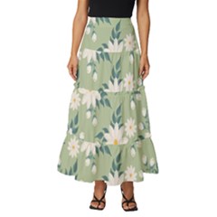 Flowers-108 Tiered Ruffle Maxi Skirt