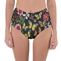 Flowers-109 Reversible High-waist Bikini Bottoms by nateshop