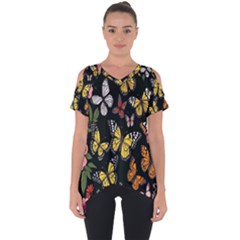 Flowers-109 Cut Out Side Drop Tee by nateshop