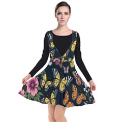 Flowers-109 Plunge Pinafore Dress by nateshop