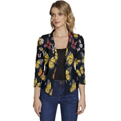 Flowers-109 Women s Casual 3/4 Sleeve Spring Jacket by nateshop