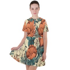 Generated Short Sleeve Shoulder Cut Out Dress  by nateshop