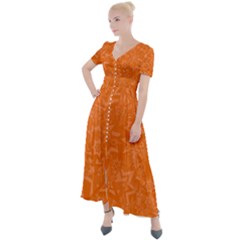 Orange-chaotic Button Up Short Sleeve Maxi Dress