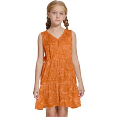 Orange-chaotic Kids  Sleeveless Tiered Mini Dress by nateshop