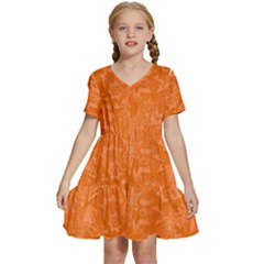 Orange-chaotic Kids  Short Sleeve Tiered Mini Dress by nateshop