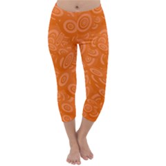 Orange-ellipse Capri Winter Leggings 