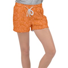 Orange-ellipse Women s Velour Lounge Shorts by nateshop