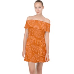 Orange-ellipse Off Shoulder Chiffon Dress by nateshop
