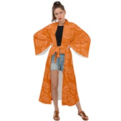 Orange-ellipse Maxi Kimono
