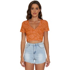 Orange-ellipse V-neck Crop Top by nateshop