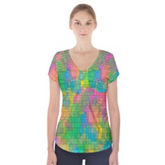 Pixel-79 Short Sleeve Front Detail Top by nateshop