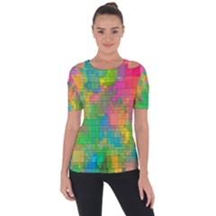 Pixel-79 Shoulder Cut Out Short Sleeve Top by nateshop