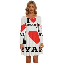 I Love Ryan Long Sleeve Wide Neck Velvet Dress by ilovewhateva