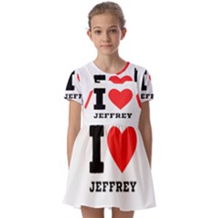 I Love Jeffrey Kids  Short Sleeve Pinafore Style Dress by ilovewhateva