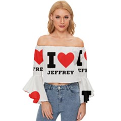 I Love Jeffrey Off Shoulder Flutter Bell Sleeve Top by ilovewhateva