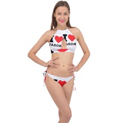 I Love Jason Cross Front Halter Bikini Set by ilovewhateva