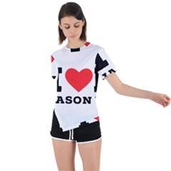 I Love Jason Asymmetrical Short Sleeve Sports Tee by ilovewhateva