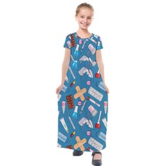 Medicine Pattern Kids  Short Sleeve Maxi Dress by SychEva