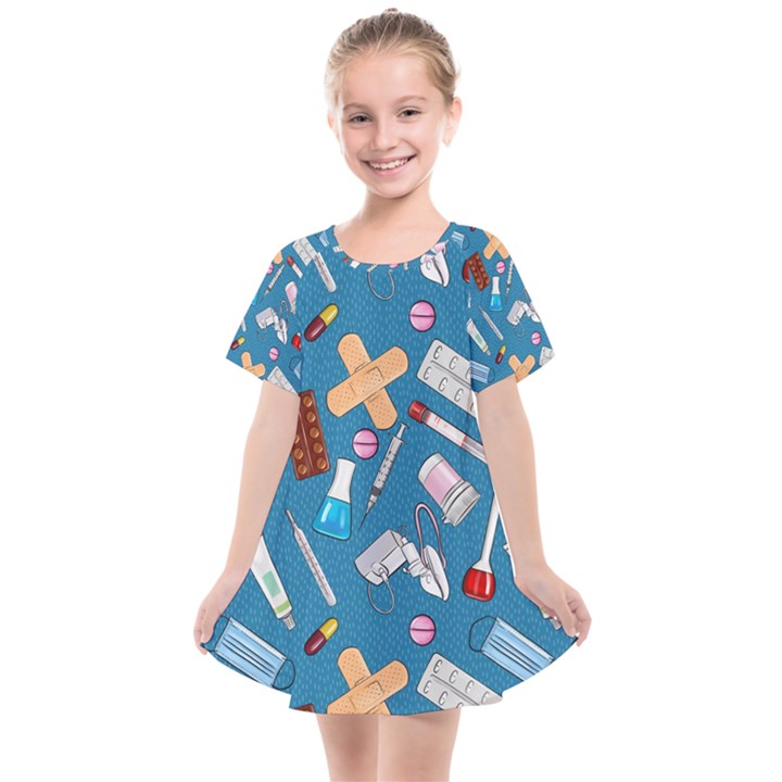 Medicine Pattern Kids  Smock Dress