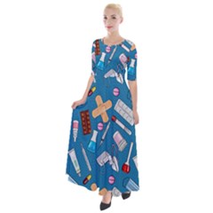 Medicine Pattern Half Sleeves Maxi Dress by SychEva