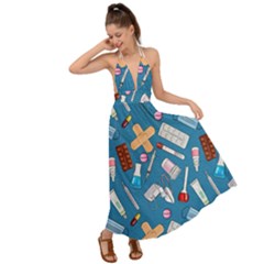 Medicine Pattern Backless Maxi Beach Dress by SychEva