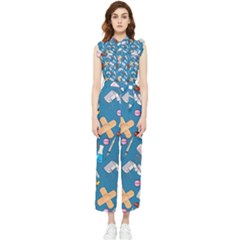 Medicine Pattern Women s Frill Top Chiffon Jumpsuit by SychEva